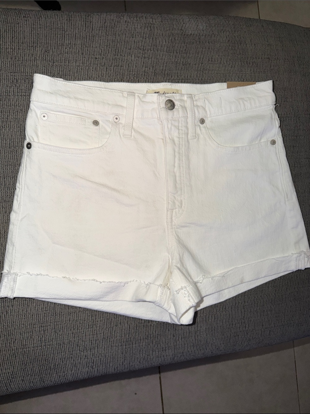 Madewell White Denim High-Rise Jean Shorts